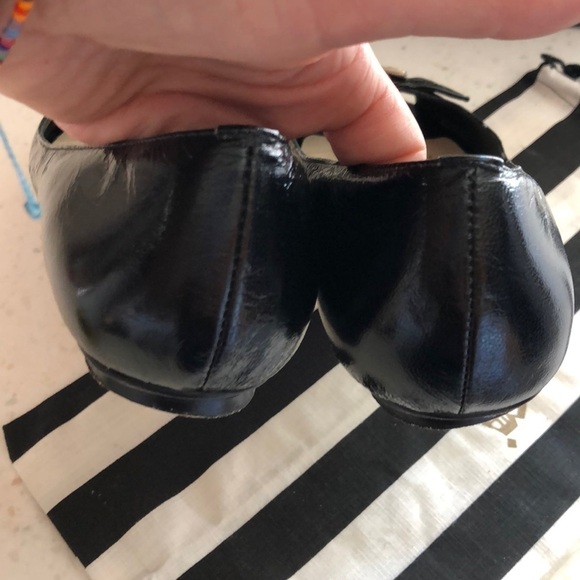 Vintage L.A.M.B. “Grisel” 7.5 Leather Peep Toe Ballet Flats Black White Shoe EUC - Picture 5 of 16